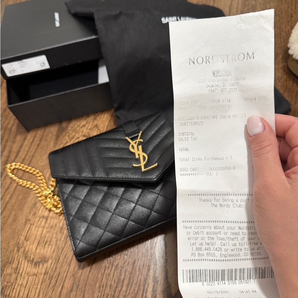 Saint Laurent Black Quilted Clutch with Gold Chain - Picture 7 of 8